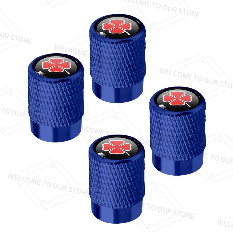 4pcs/1set Four-leaf Clover Logo For Alfa Romeo Giulietta Giulia Mito Car Valve Caps Wheel Tires Air Tyre Stem Protective Cover nsf154