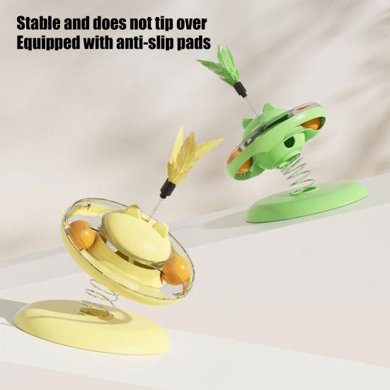Turntable Funny Cat Toy with Dispenser Silent Smooth Built-in Food Track Anti-slip Base Cat Exercise Toy