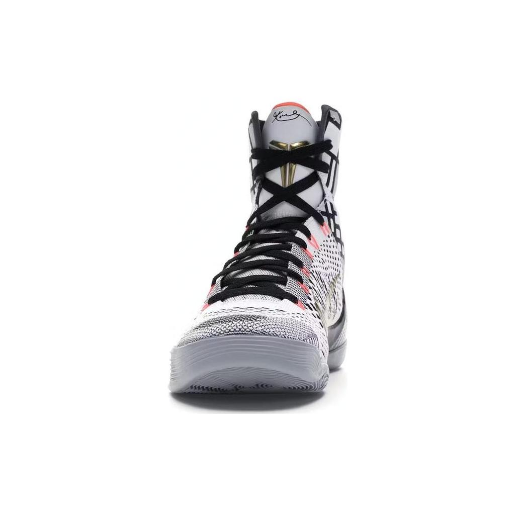 Nike Kobe 9 Elite Gold Fundamentals High top Basketball Shoes Men's White Black Gold 630847-100