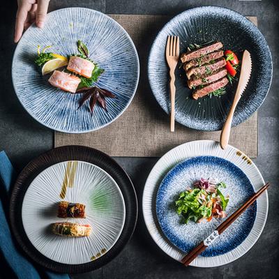 Keramický talíř v japonském stylu, snídaňový talíř, sushi plochý talíř, domácí kreativní talíř na steak, západní jídelní talíř, talířová sada