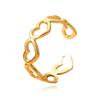 Adjustable Gold Plated Stainless Steel Heart Ring