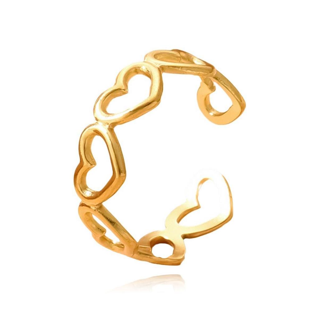 Adjustable Gold Plated Stainless Steel Heart Ring