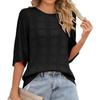 Camicette traforate tinta unita a mezza manica da donna, casual, stile Y2k, magliette in maglia, leggere, stile retrò, top estivi