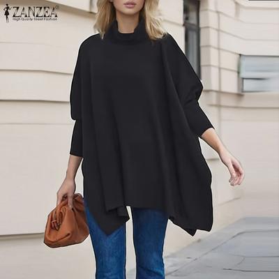 Women Casual Turtleneck Loose Long Sleeve Blouse