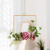 Yousheng Floral Hoop Wreath, Metal Wall Hanging with Flower Decor, Durable Wear-Resistant Floral Hoop Wreath, for Garden Balcony Windowsill