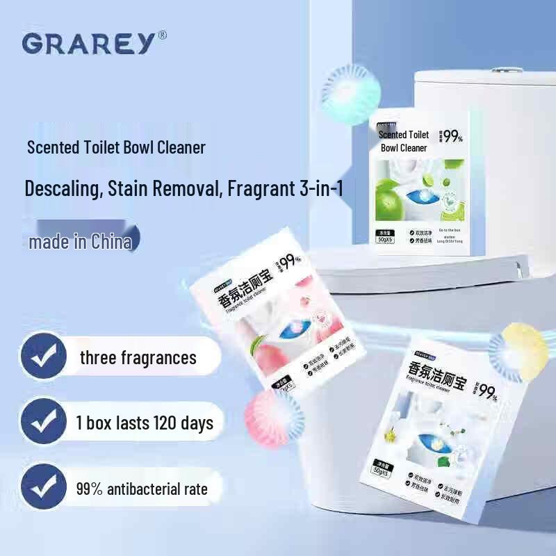 GRAREY Scented Toilet Bowl Cleaner Tablets, White Peach Gardenia Lime, 15 Count