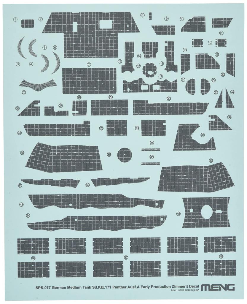 Meng Model 1/35 German Panther A Early Type Zimmerit Decal Plastic Model Decal MSPS077
