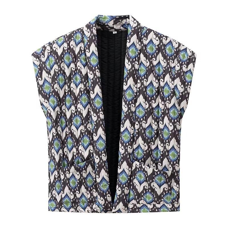 

2024 Весна Женская куртка-жилет с V-образным вырезом и принтом в уличном стиле Medium