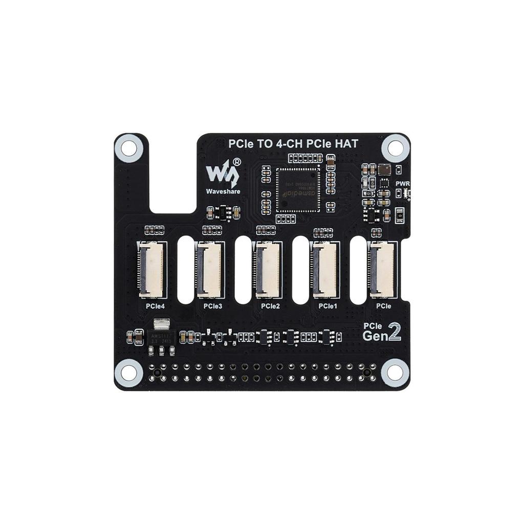 Raspberry Pi 5 Stackable Four-Channel PCIe FFC Expansion Board for Multiple HAT Modules