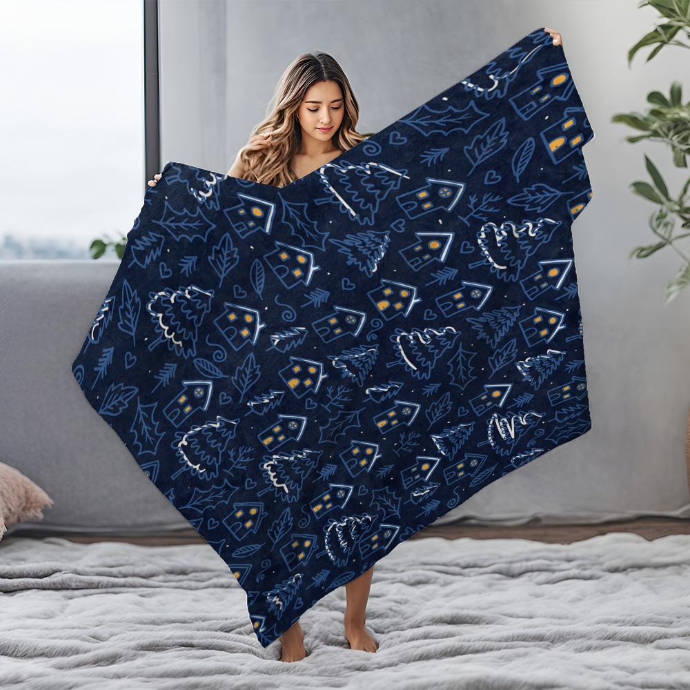 Cozy Throw Blanket Soft Flannel Warm Bedspread Living Room Decor Gift Home Textiles Plush Lightweight Blanket