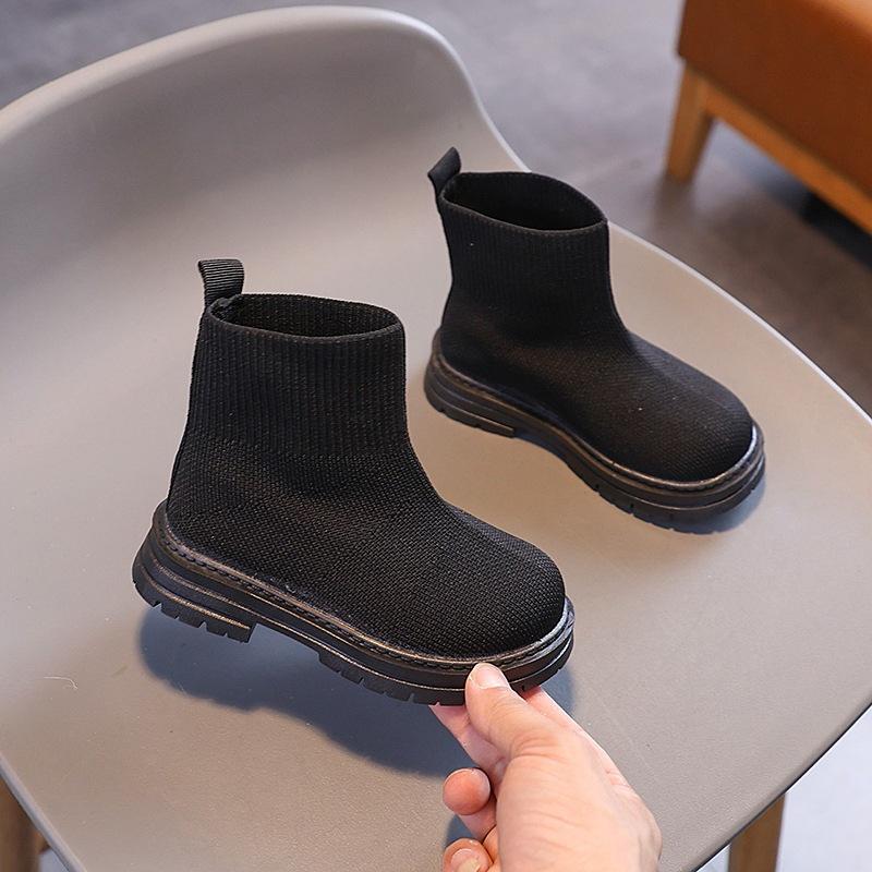 Medium and small children's candy-colored thick-soled fly-woven boots 2025 autumn new women's boots British style soft-soled children's Martin boots