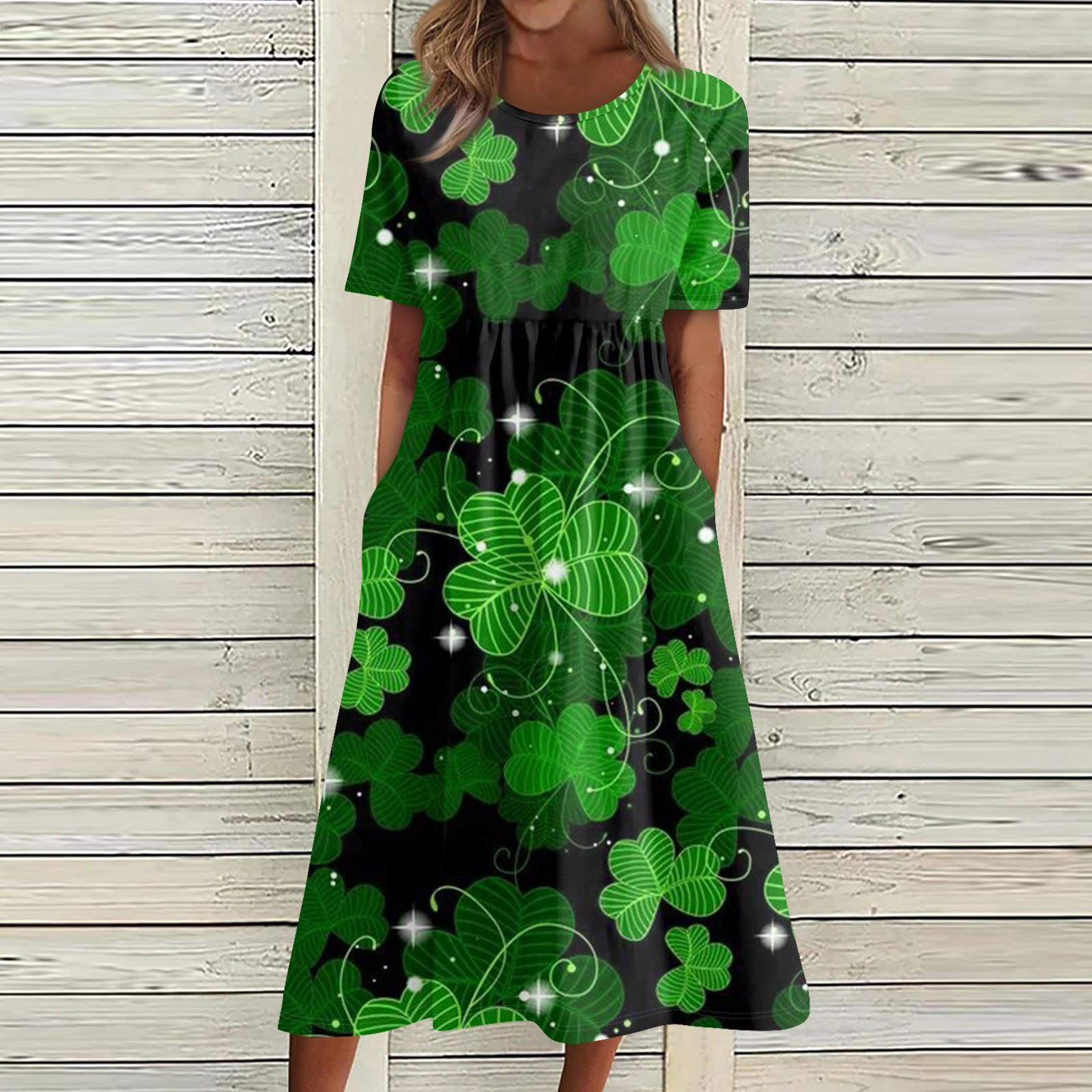 

Літня сукня для жінок. Повсякденна пляжна сукня-гойдалка з принтом і короткими рукавами XXXL