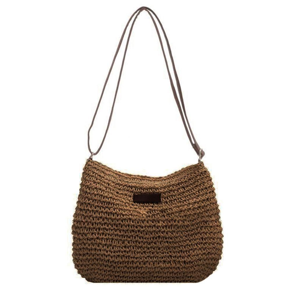 

New Fashion Straw Knitted Purses Women Ladies Handbag Beach Bag High Quality Straw Woven Bag Shoulder Bags Handbags кавовий