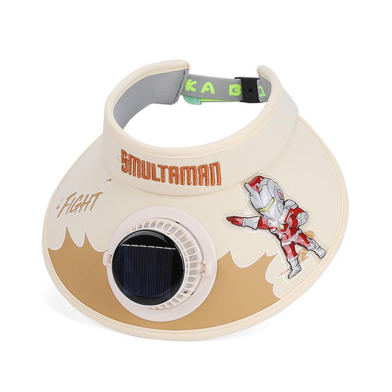 Ultraman Cartoon Sun Hat With Builtin Fan For Kids Summer Outdoor Protection бежевый