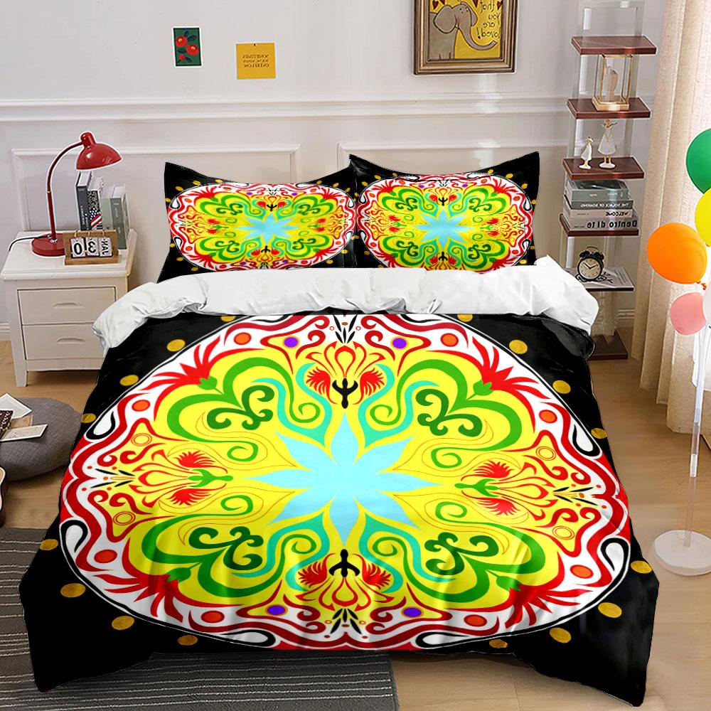 Colorful Mandala Three-Piece Set Decor Soft Comfortable Duvet Cover Bedding Set Included 1*Duvet Cover & 2*Pillowcases, Gift