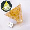 Natural Crystal Stone Pyramid Statue USB Night Light Reiki Orgone Pyramid Lamp Amulet Sculpture for Home Office Decoration