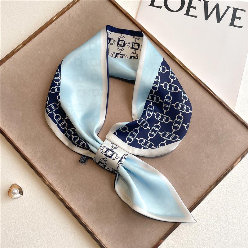 New Elegant Women's Slender Scarf Soft Satin Lightweight Chic Print Design for Spring Summer Versatile Neck Collar Accessory