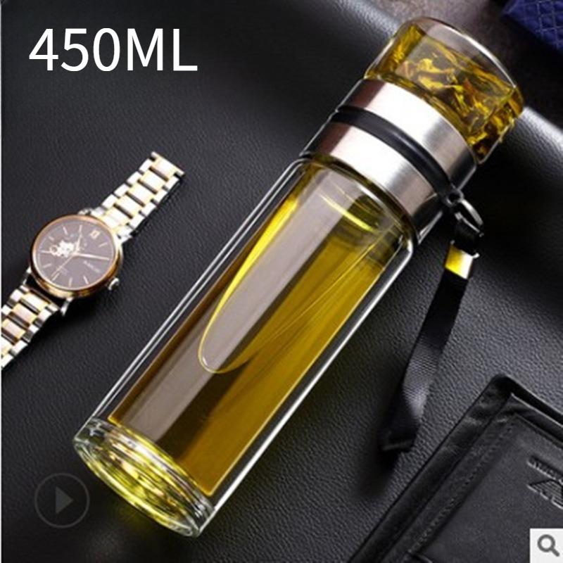 

Tea Water Bottle High Borosilicate Glass Double Layer Tea Water Cup Infuser Tumbler Drinkware Water Bottle With TeaFilter bottle 450ML