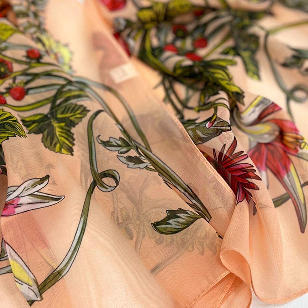 Sun-Resistant Silk Scarf Breathable Long Wraps Durable Bandana for Women