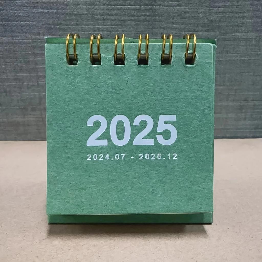 2025-2025 Simple Solid Color Mini Desktop Paper Calendar Dual Daily Scheduler Table Planner Yearly Agenda Organizer