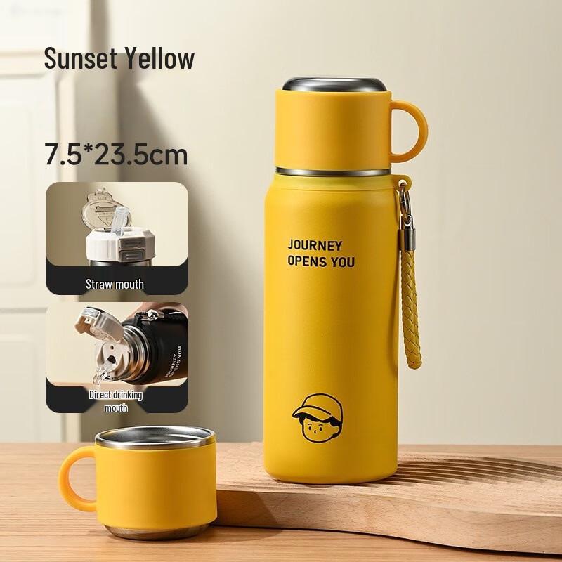 ZISIZ 316 Stainless Steel Dual-Lid Insulated Kids Water Bottle