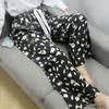 Damen-Blumen-Baumwoll-Seiden-Pyjama - Große Größen, Sommer, Leicht, Für draußen, Gerades Bein, Lockerer Schnitt