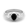 Pear Shape Black Spinel Gemstone 925 Sterling Silver Ring