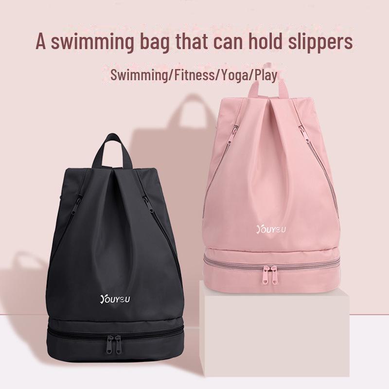 Waterproof Wet/Dry Separation Swim Bag with Shoe Compartment, Lightweight Shoulder Bag for Fitness, Yoga, or Outdoor Travel.