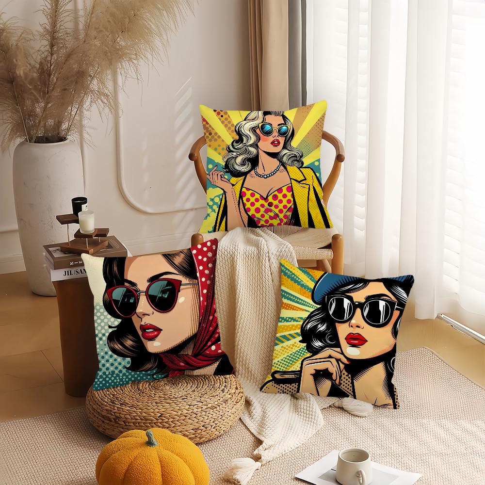 Fashion Pop Comic Portrait Pillow Case Home Decoration Cushion Cover Suitable For Bedroom Car Office Sofa