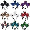 Shawl with Ribbon Ties Feather Fake Collar Gothic Style Natural Feather Cape for Women and Men