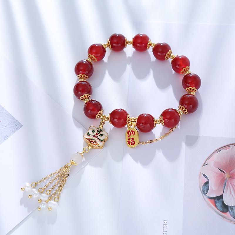 Antique Agate Red Freshwater Pearl Bracelet. Fashion Women Daily Jewelry Lucky Gift