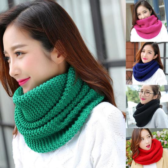 Fall Winter Warm Fashion Women Solid Color Pullover Neckerchief Knitted Scarf