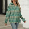 Women's Summer Fashion Casual  Printed V-Neck Long Sleeve Shirt Top