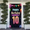 10th Birthday Door Cover Decoration 71 x 35 Inch Colorful Balloons and Lights Banner for Kids Happy Tenth Birthday Party Supplies Photo Backdrop Wall