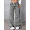 Autumn High-waisted Wide-leg Women's Jeans - Light Grey Washed Jeans Loose and Fashionable
