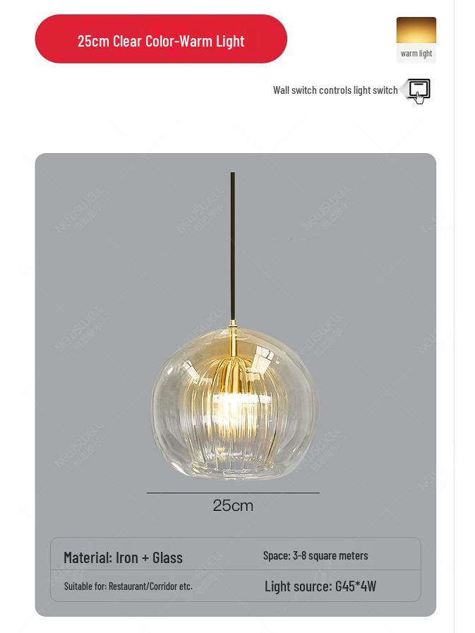 Nordic Minimalist Glass Ball Pendant Light for Cafe, Restaurant, Bar, Window, or Bedside.