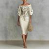 Elegant One-Shoulder Dress with Five-Point Sleeves and Slim-Fit Waist - 2025 European & American Style