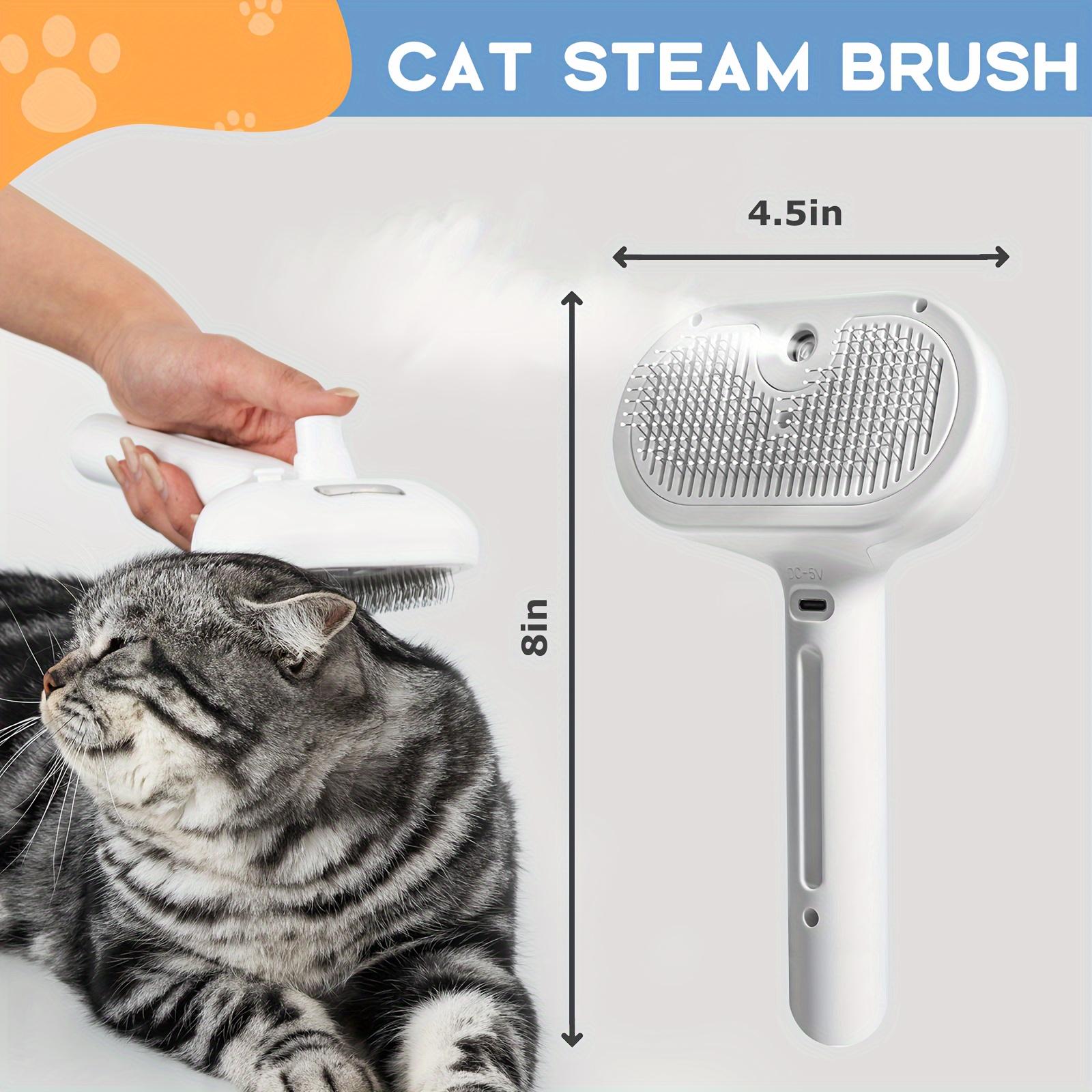 

PetPro Antistatic Steam Brush for Cats and Dogs, Self-Cleaning Grooming Comb with Stainless Steel Bristles, Plastic Massage Dots белый