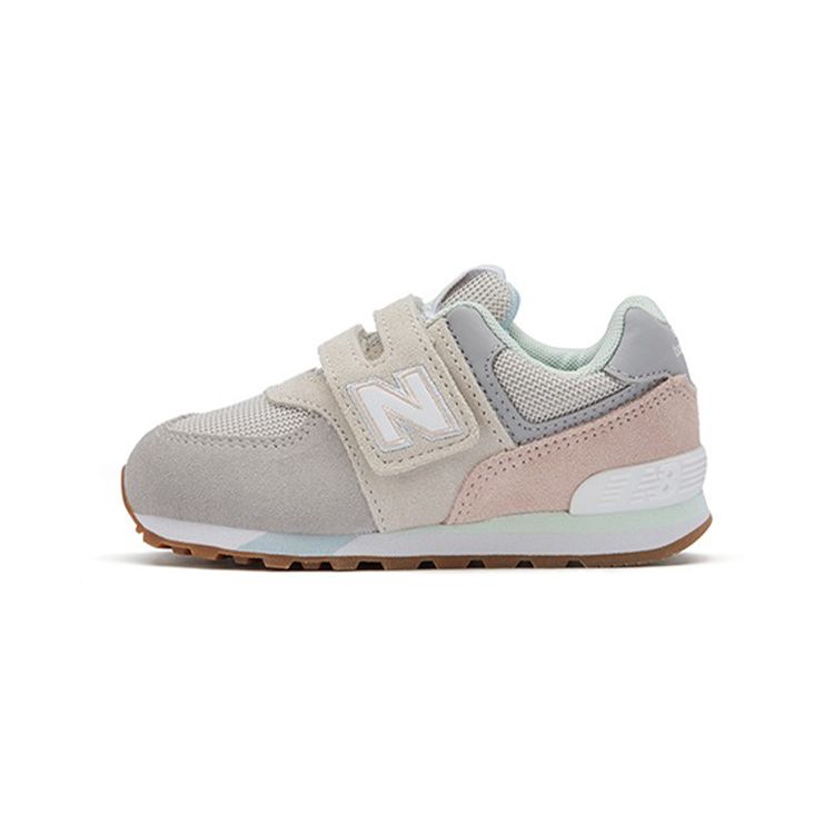 New Balance 574 Series Velcro Durable Non-Slip Low-Top Running Shoes Baby Sneaker Light-Gray Pink IV574PG1