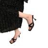 French cross high-heeled cool slippers women's 2025 summer new fashionable versatile square head open-toed stiletto sandals