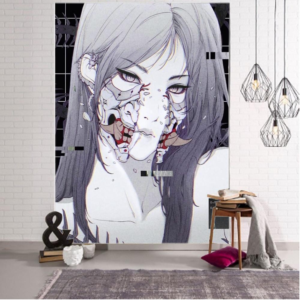 Japanese anime girl background decoration tapestry kawaii boho hippie wall decoration tapestry cartoon home background decoratio