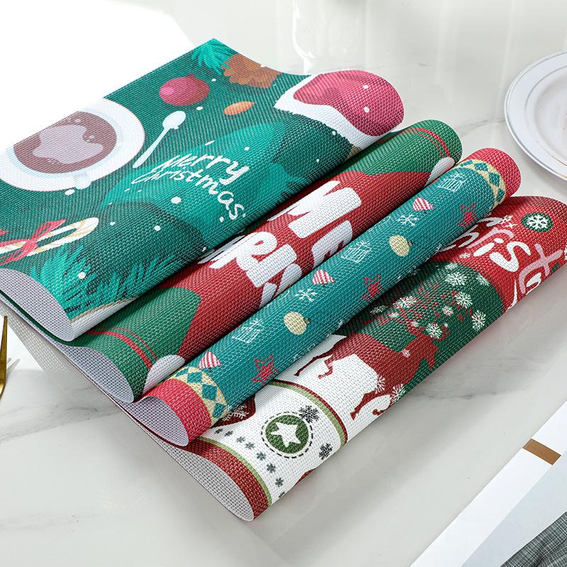 Beautiful Style Food Pad PVC Western Food Mat Placemats Christmas Dinner Table Mats Hotel Tableware Mats Home Kitchen Decoration