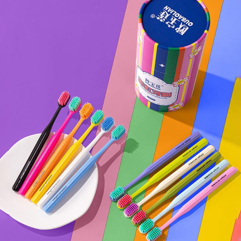 12 Piece Rainbow Adult Toothbrush Set Wide Headed Gingival Protection Soft Bristled Toothbrush with Cover Deep Cleaning Teeth