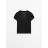 Za2025 Summer New Women clothes Casual Simplicity Wind Lightweight V-neck Short sleeve T-shirt Top 06216938 306