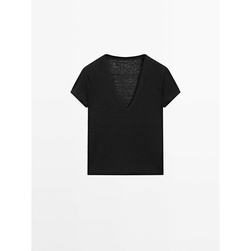 Za2025 Summer New Women clothes Casual Simplicity Wind Lightweight V-neck Short sleeve T-shirt Top 06216938 306