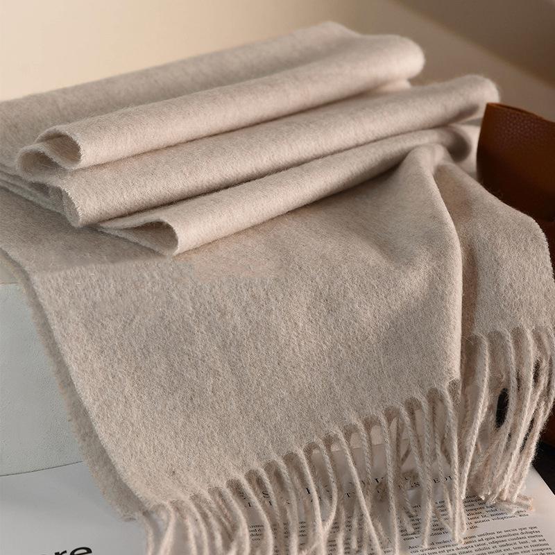 Winter Narrow Scarf 100% Wool Scarf Hot Selling Solid Color Scarf Men's and Women's Universal Warm and Cold Proof Scarf Poncho