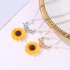 Pendant Necklace Sunflower Elegant Alloy Fake Pearl Leaf Chain Necklace for Dating