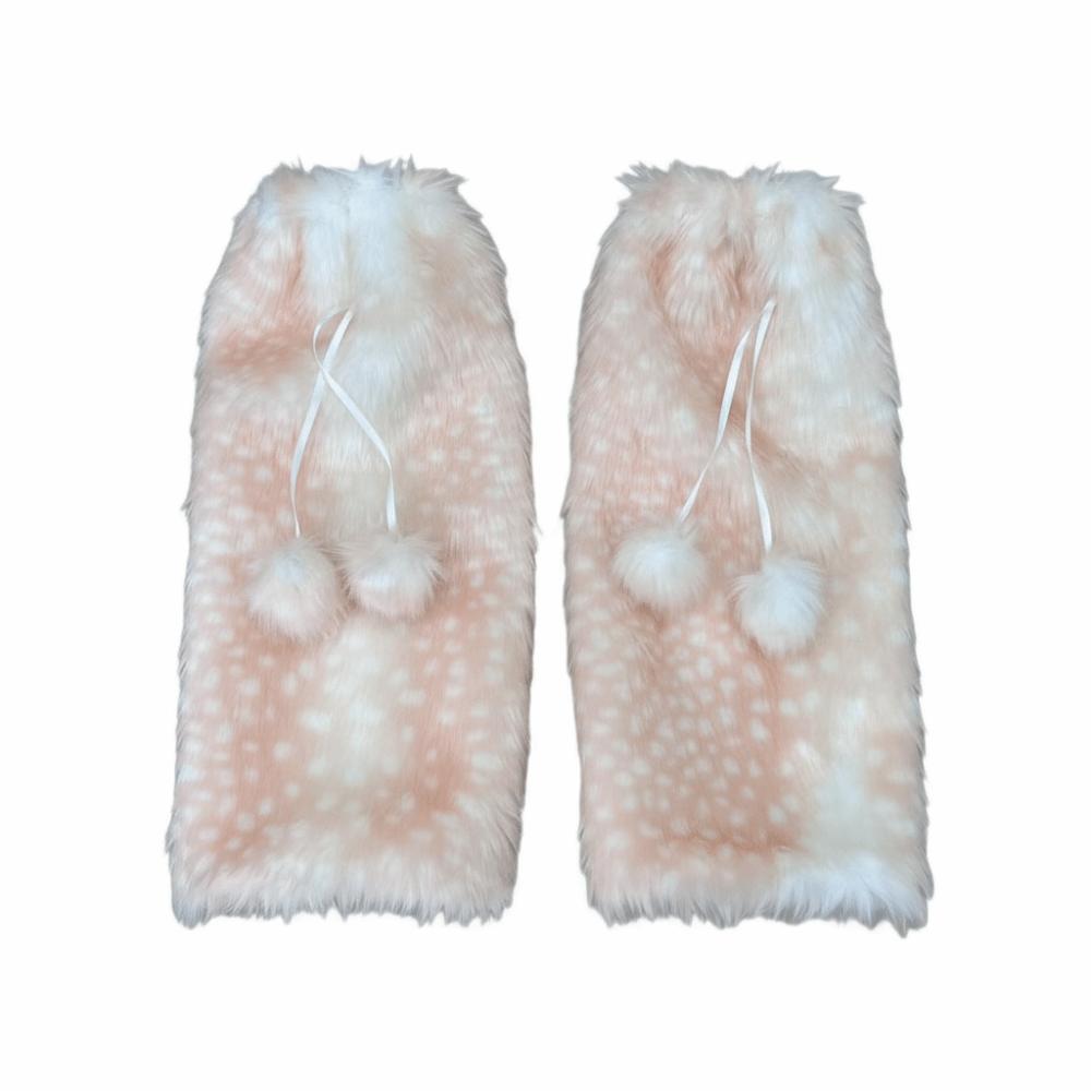 

Fawn Dot Winter Leg Warmers Fur Ball Plush Leg Coverings Soft Furry Leg Warmers Spicy Girls розовый