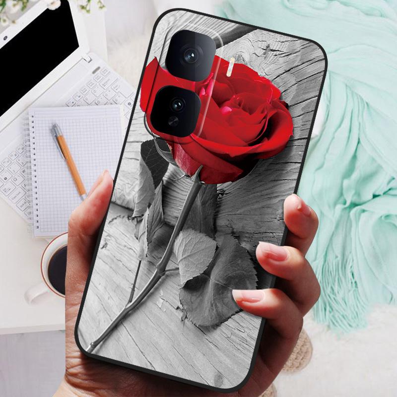For VIVO IQOO Neo 10 Pro Case Black Cover Flowers Silicone Soft Back Cases For vivo iQOO Neo 10 Neo10 5G Phone Case 10Pro Bumper