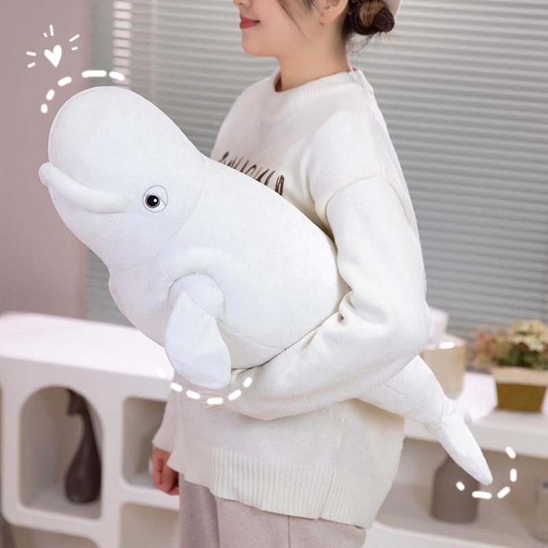 Simulation  Sea Animals White Whale Blue Shark Plushies Doll Realistic Long Pillow Soft Stuffed Fish Toys Birthday Gifts